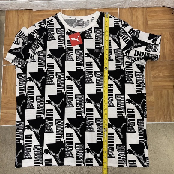 Puma Power All Over Print Graphic Tee Logo Black White T Shirt Men 2XL NWT - Picture 10 of 11